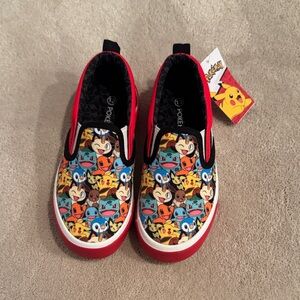 Pokemon canvas slip on kids shoes size 13